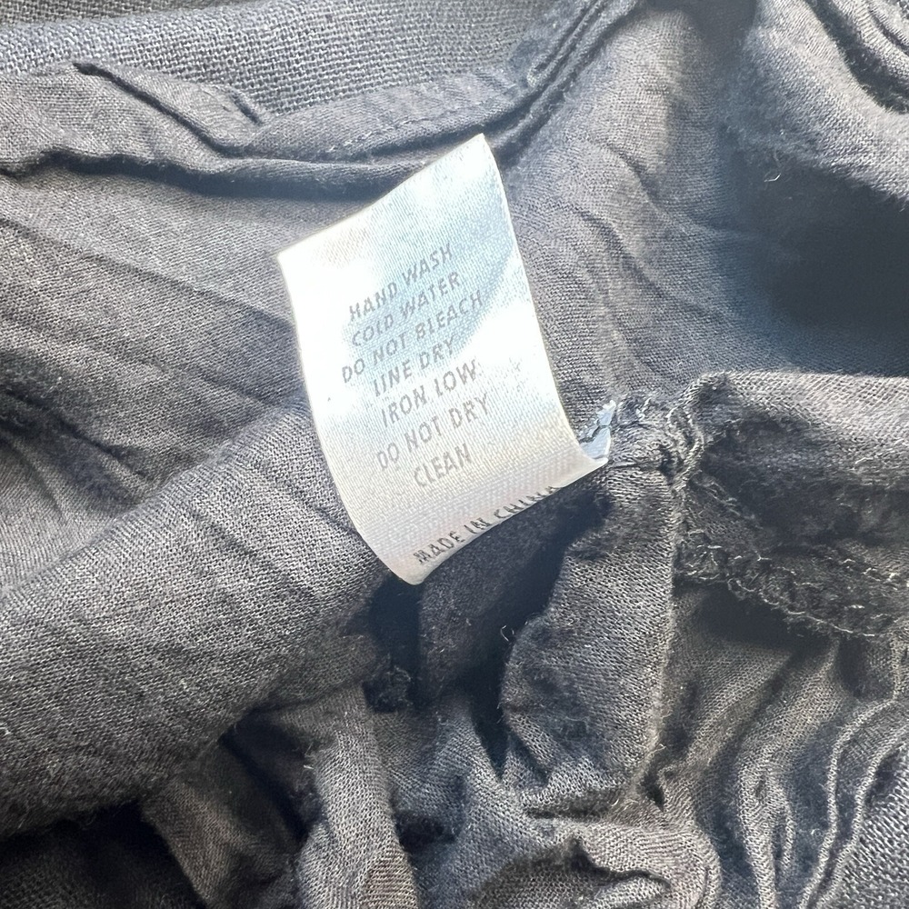 A Beautiful Soul Black Babydoll Maxi Dress Size A‎ Linen Cotton Belted Summer - Picture 6 of 10